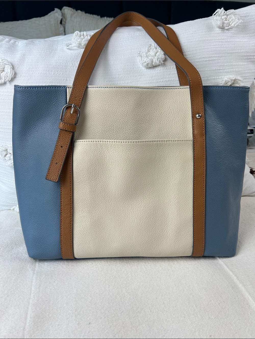 Danielle Nicole Blue, Cream & Tan Tote